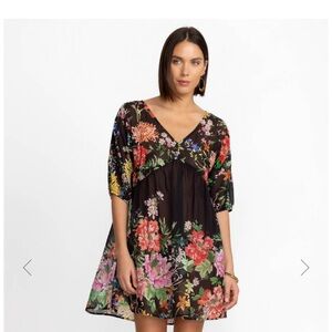 NWT Johnny Was Metalli‎ Notte A‑Line Dress XXL Floral Black Pink NEW